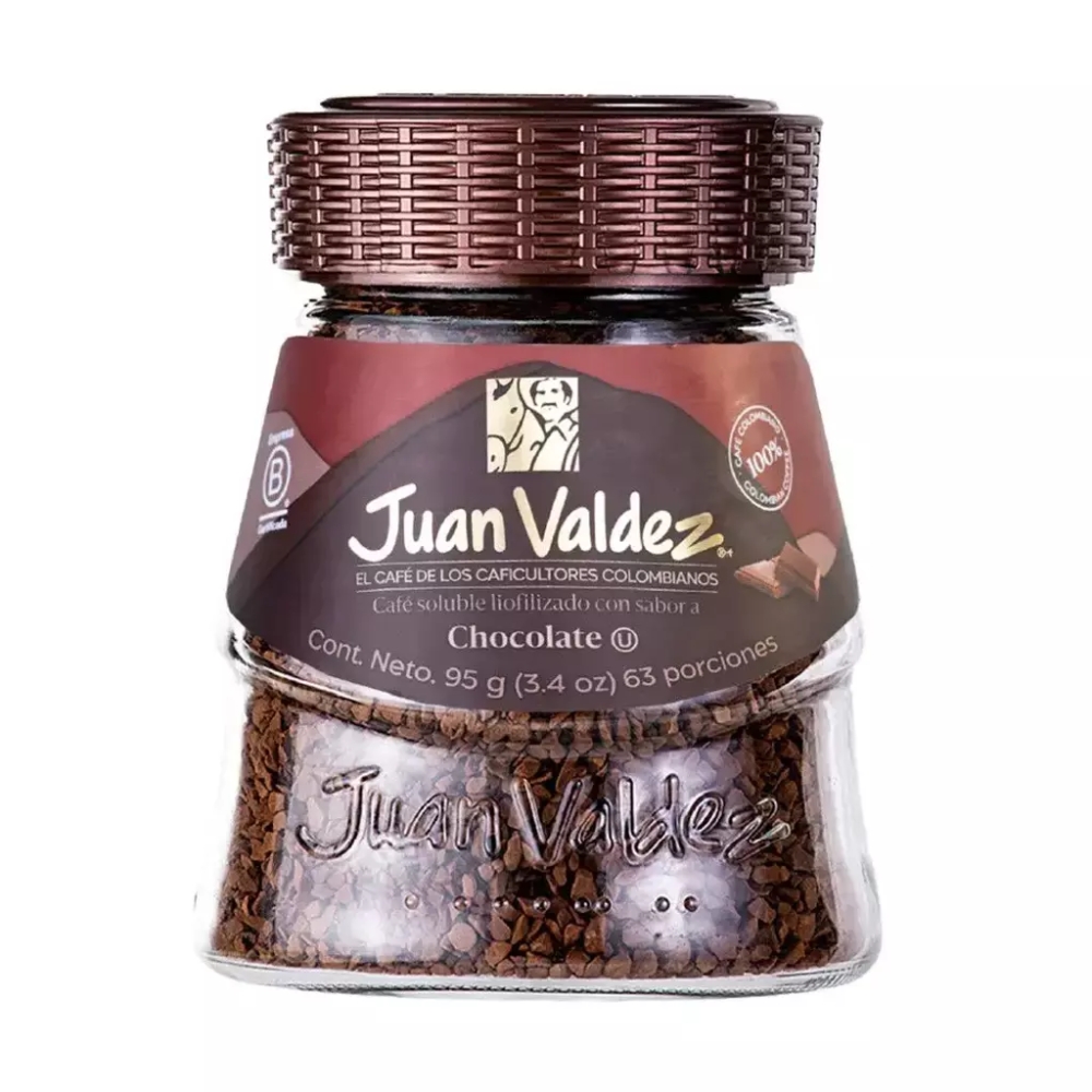 38500 (3) Cafe Soluble Liofilizado con sabor a Chocolate x 95g - Juan Valdez - Imagen 1