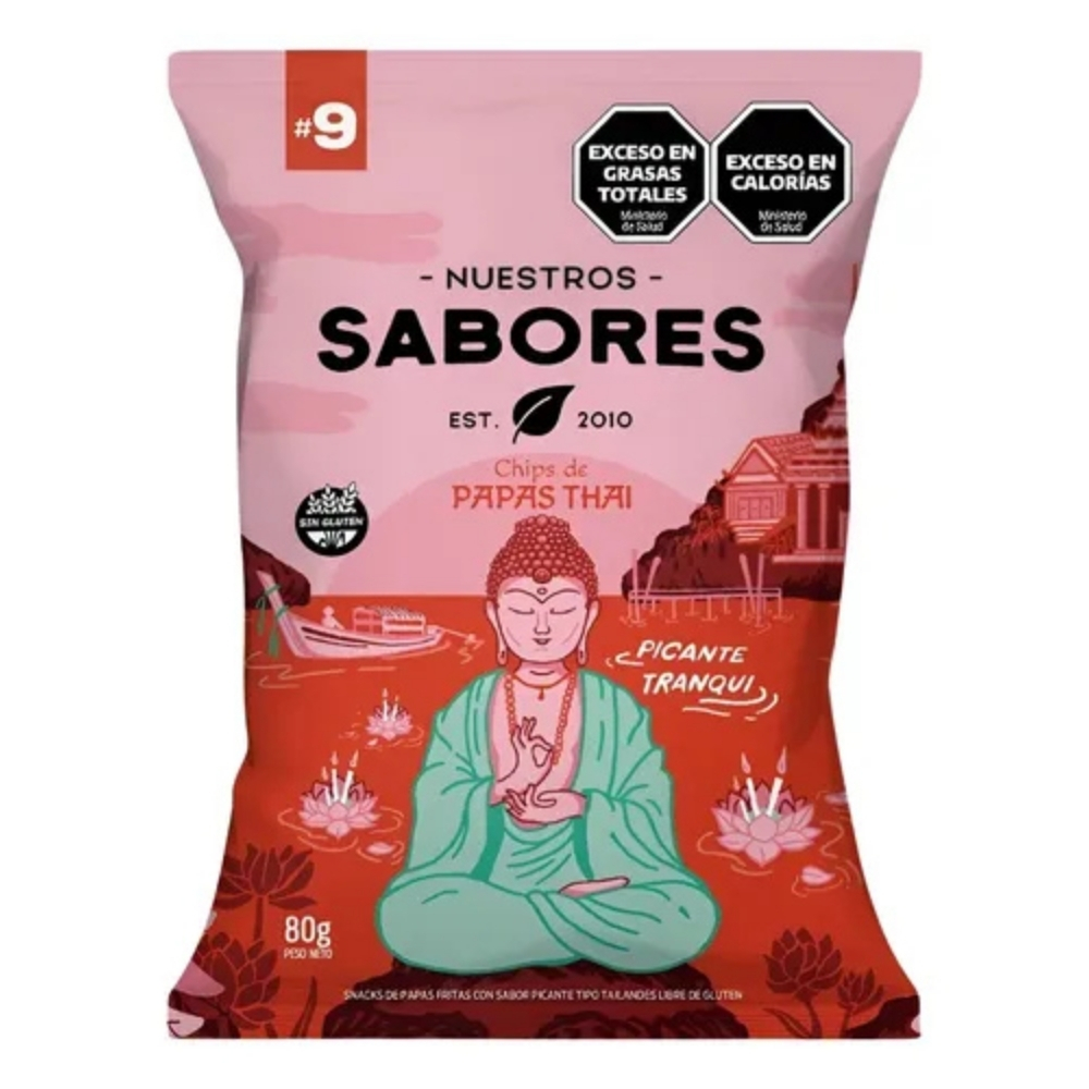 Papas Chip Thai Chips de papas thai Nuestros Sabores 80 grs - Imagen 1