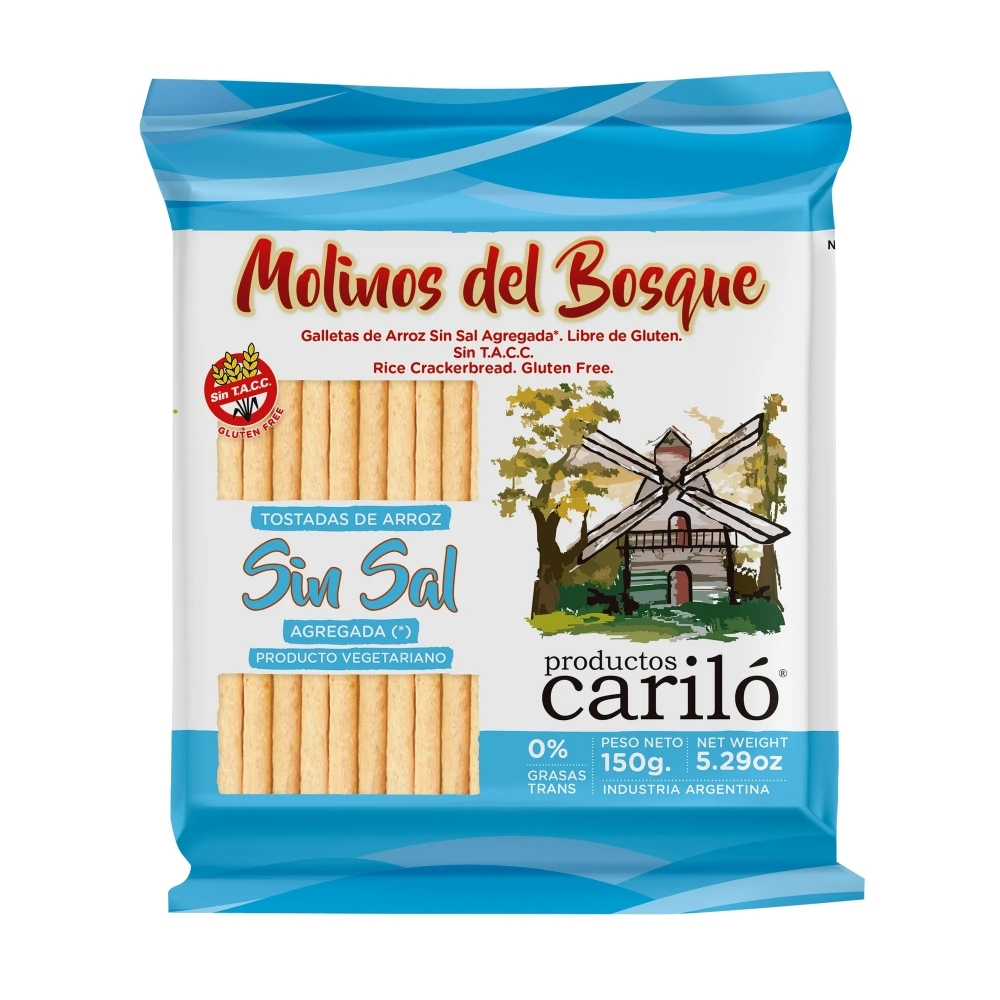 Tostadas de arroz sin sal Tostadas Arroz Molinos Del Bosque sin sal sin TACC150g - Imagen 1