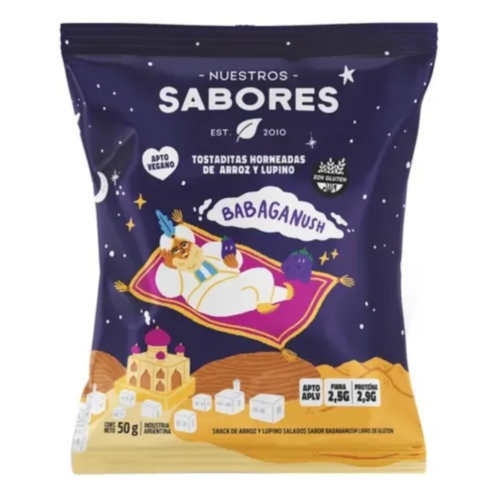 asdlw5 Nuestros Sabores Tostaditas Babaganush 50g - Imagen 1
