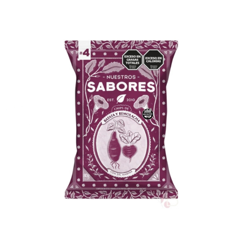 asdweqwsdw Chips Remolacha Y Batata Nuestros Sabores 80gr - Imagen 1